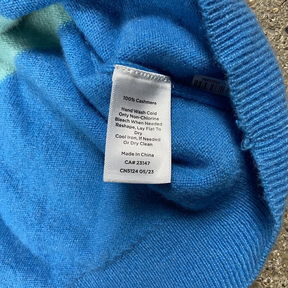 Talbots Sweater Women's Size XL Blue Colorblock Crewneck Pullover 100% Cashmere - Picture 4 of 7